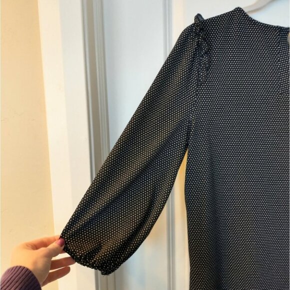 Women's Adrianna Papell Black and White Polka Dot Ruffle Blouse Size Small - Picture 3 of 11